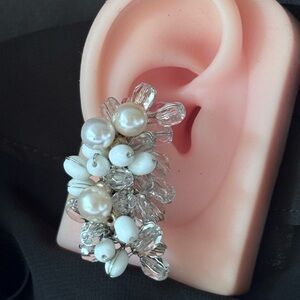 Vintage Ledo pearl crystal ear cuff
